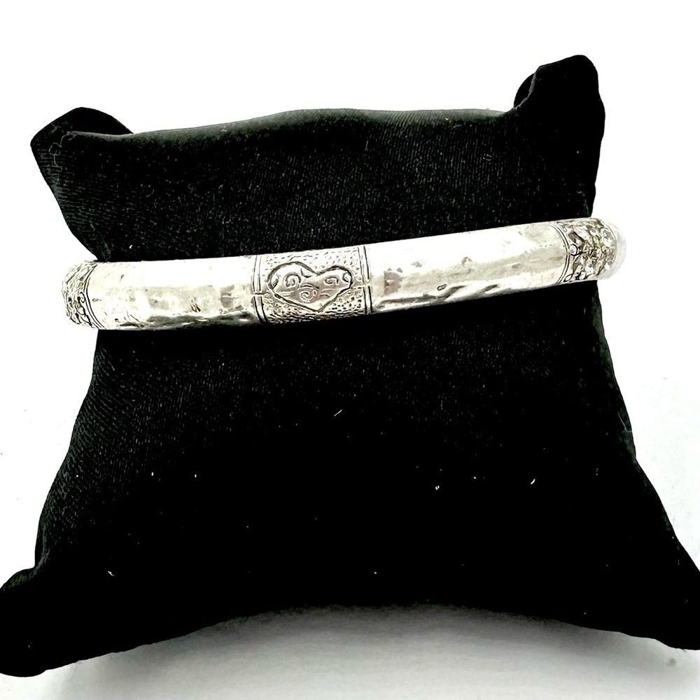 Chico’s Silver “Inspire Life” Pave Rhinestone Bangle Bracelet